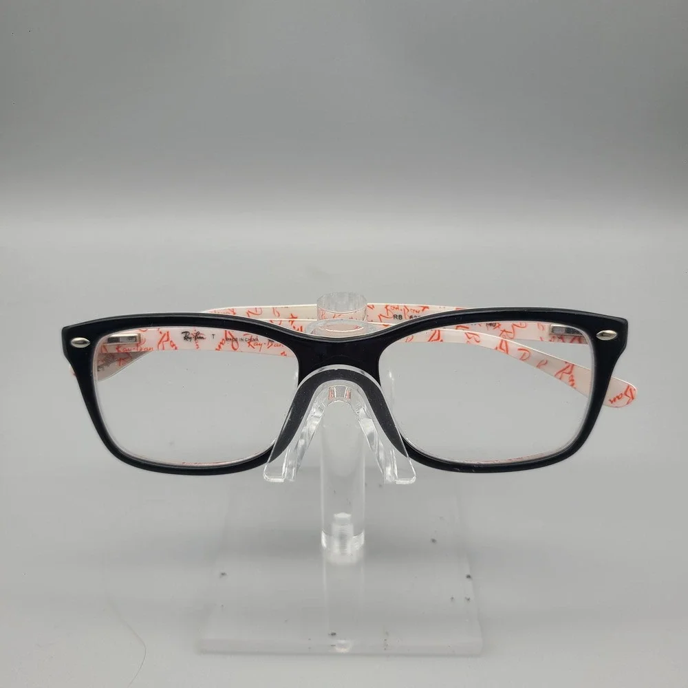 Ray-Ban RB 5228 5014 Black Red Logo  Rectangular Eyeglass Frames 50-17-140